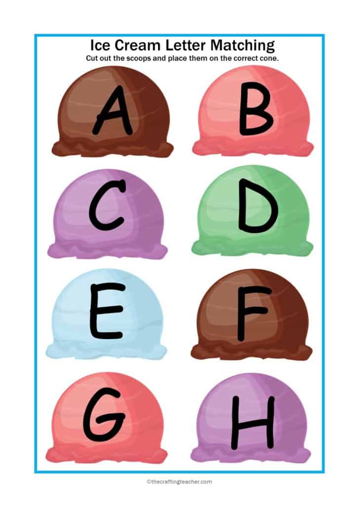 Ice Cream Letter Match letters A - H