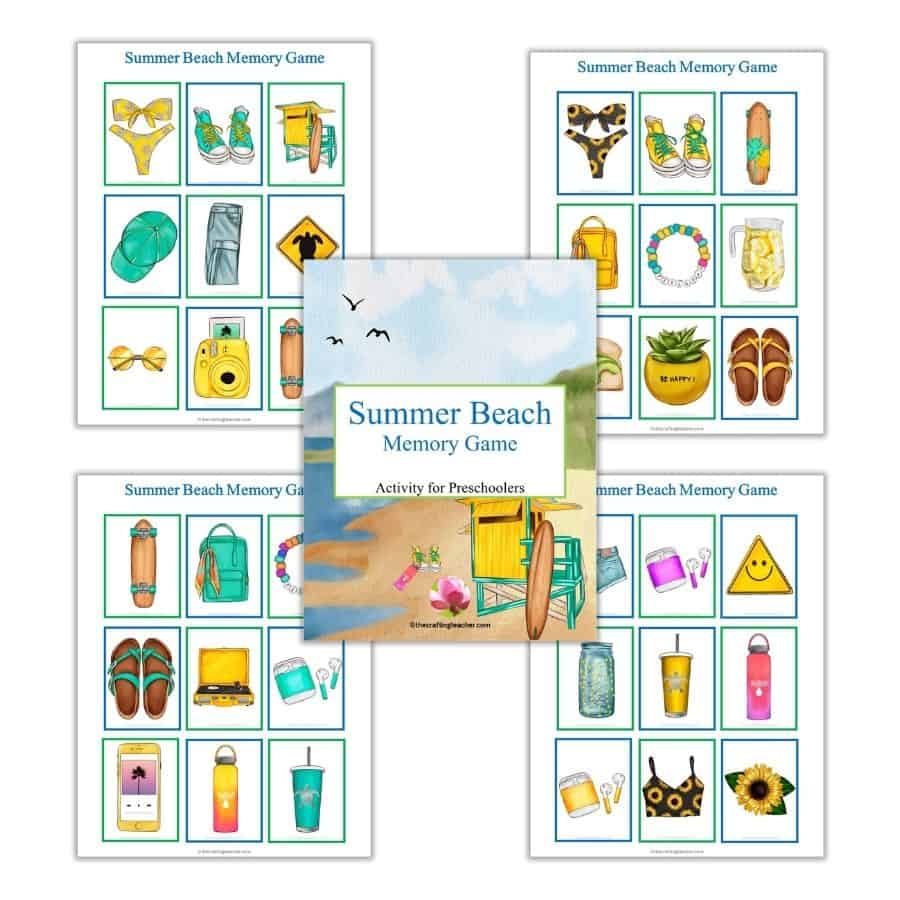 Summer Beach Memory Game for Preschoolers - The Crafting Teacher