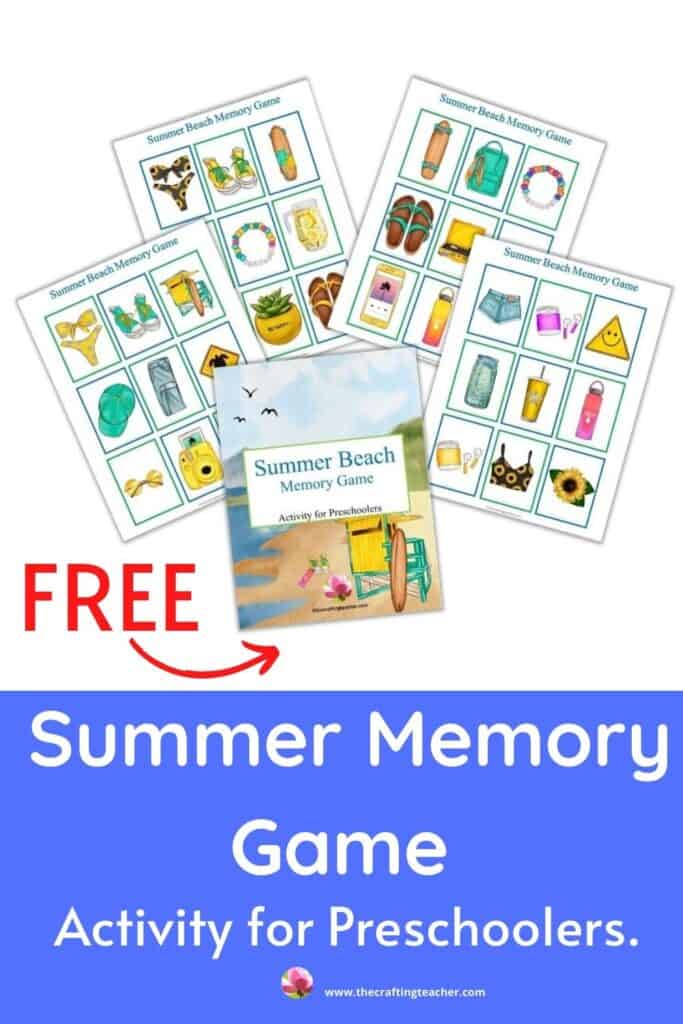 Summer Beach Memory Game for Preschoolers - The Crafting Teacher