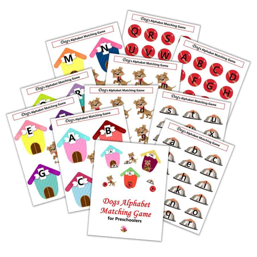 Dogs Alphabet Matching Game for Preschoolers