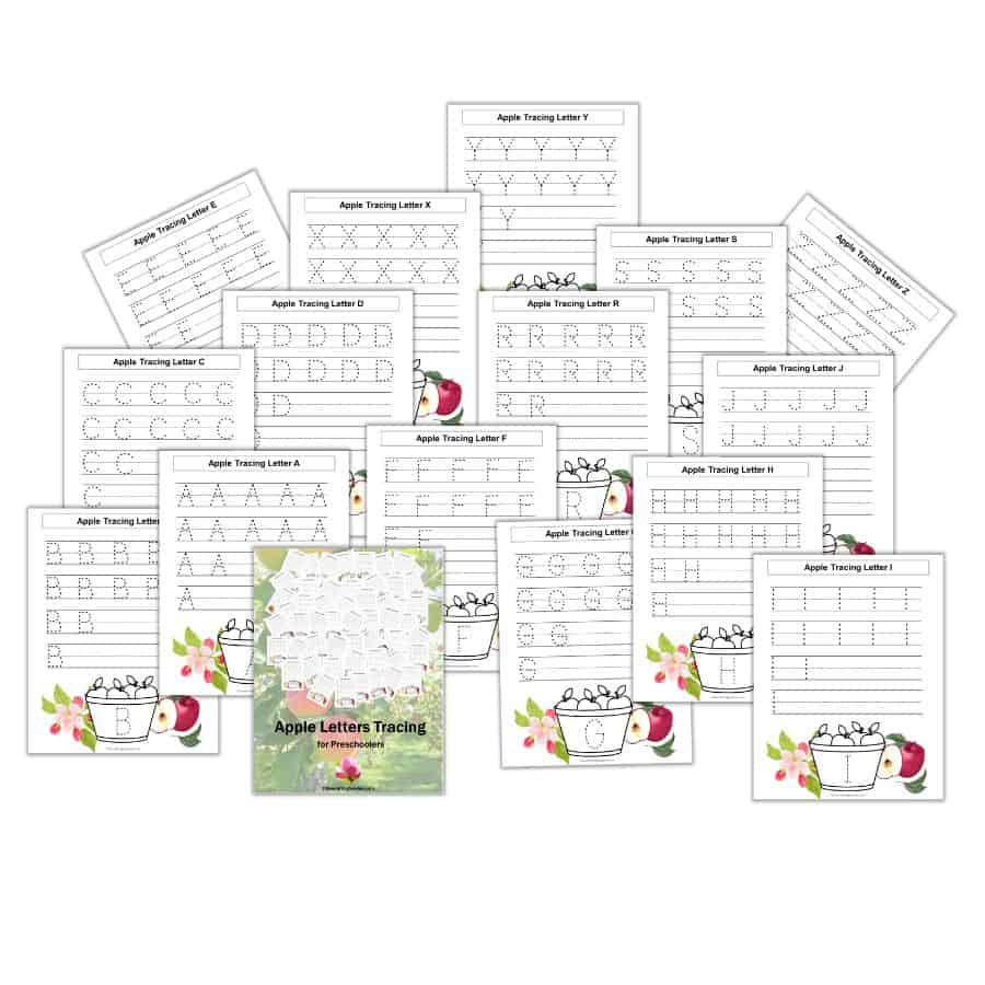Apple Letters Tracing for Preschoolers - uppercase set
