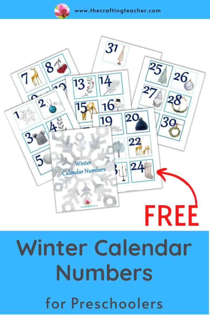 Winter Calendar Numbers for Preschoolers 