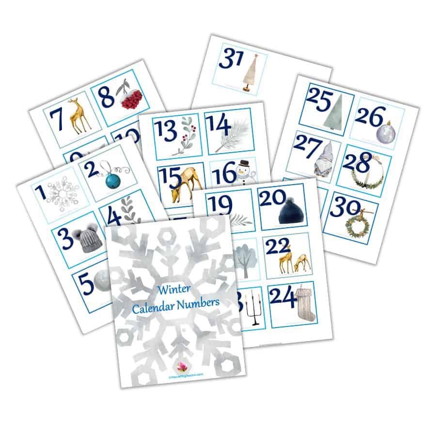 Winter Calendar Numbers 