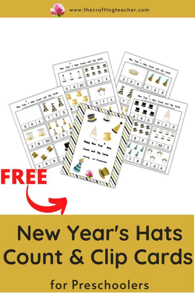 New Year's Hats Count & Clip Cards