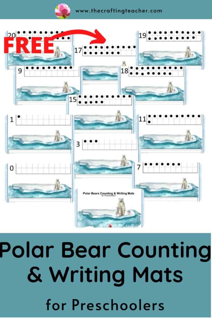 Polar Bear Counting & Writing Mats for Preschoolers 
