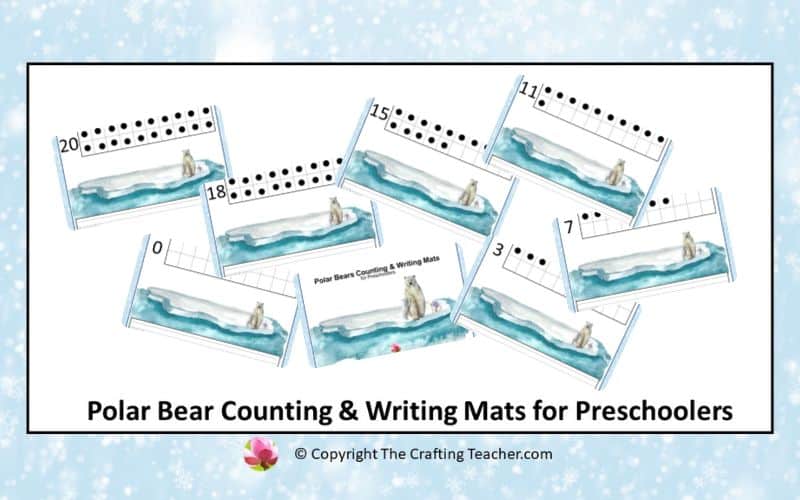 Polar Bear Counting & Writing Mats for Preschoolers