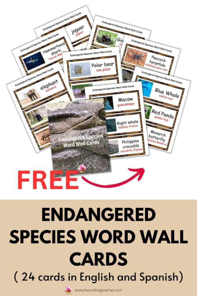 Endangered Species Word Wall Cards