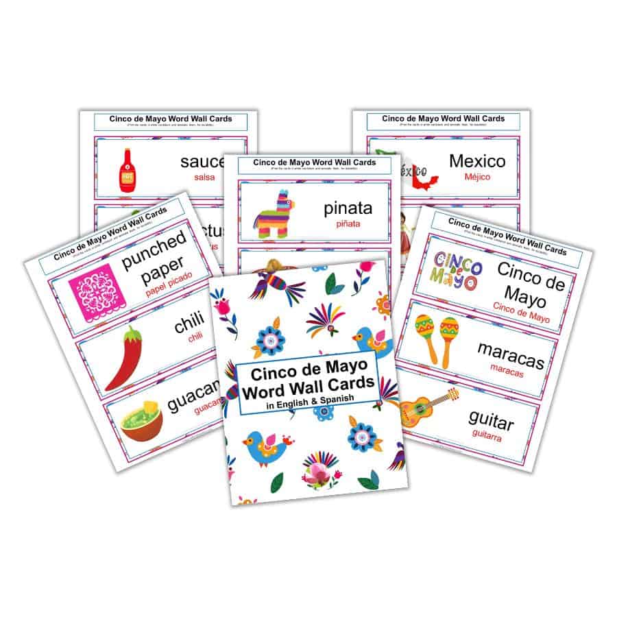 Cinco de Mayo Word Wall Cards - English & Spanish