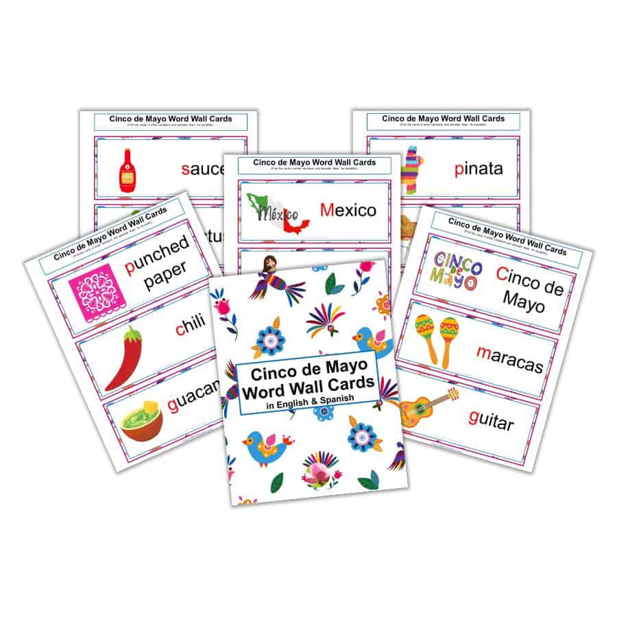 Cinco de Mayo Word Wall Cards - Enhanced first letter