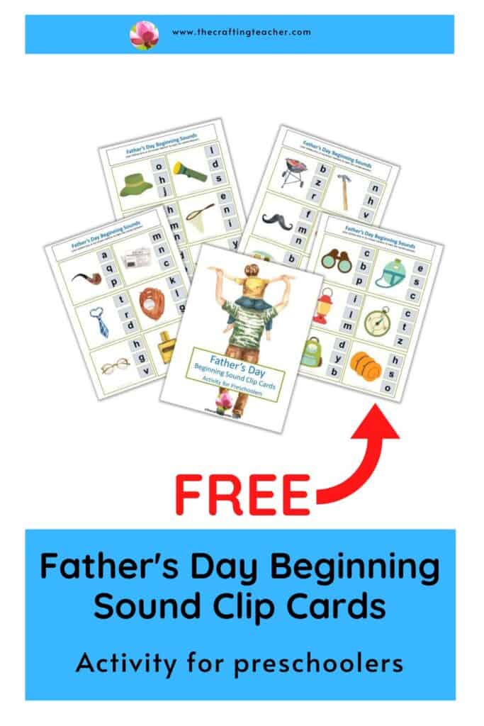 Father's Day Beginning Sound Clip Cards for Preschoolers 