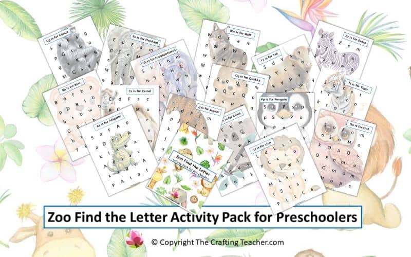 Zoo Find the Letter Activity Pack for Preschoolers