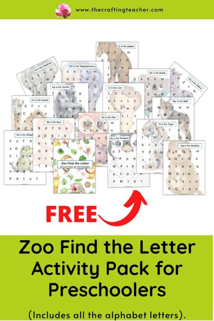 Zoo Find the Letter Activity Pack for Preschoolers