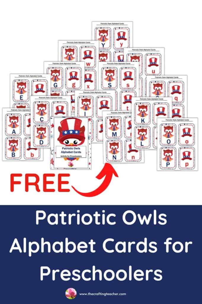 Patriotic Owls Alphabet Cards for Preschoolers 