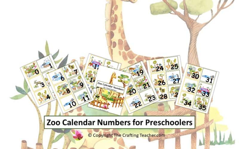 Zoo Calendar Numbers for Preschoolers