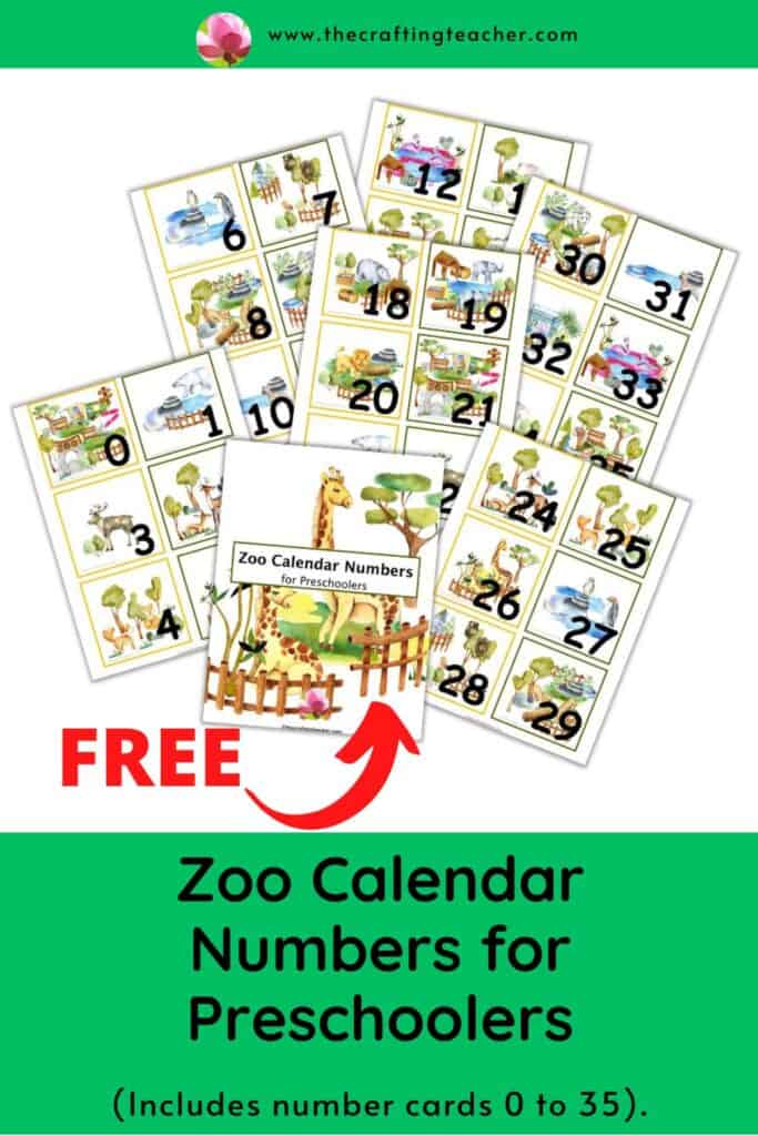 Zoo Calendar Numbers for Preschoolers 
