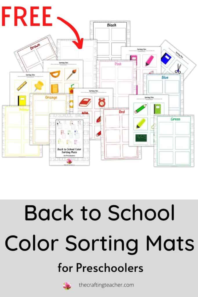 Back to School Color Sorting Mats for Preschoolers