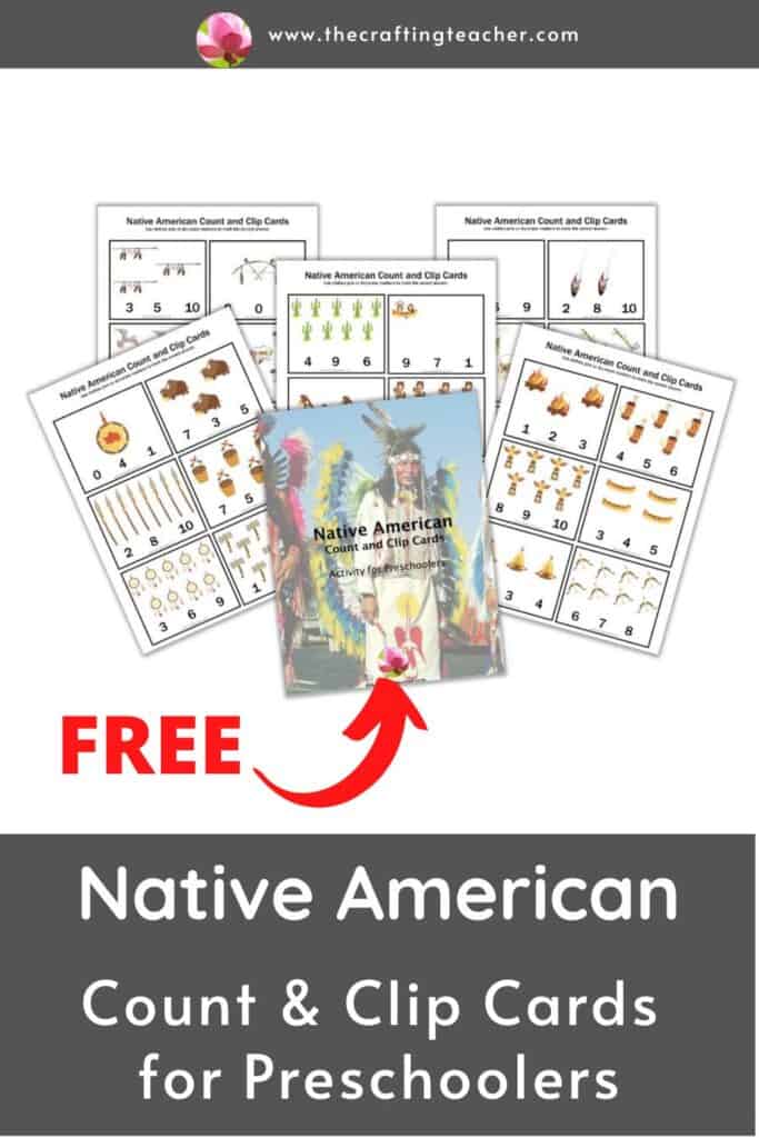 Native American Count & Clip Cards for Preschoolers 