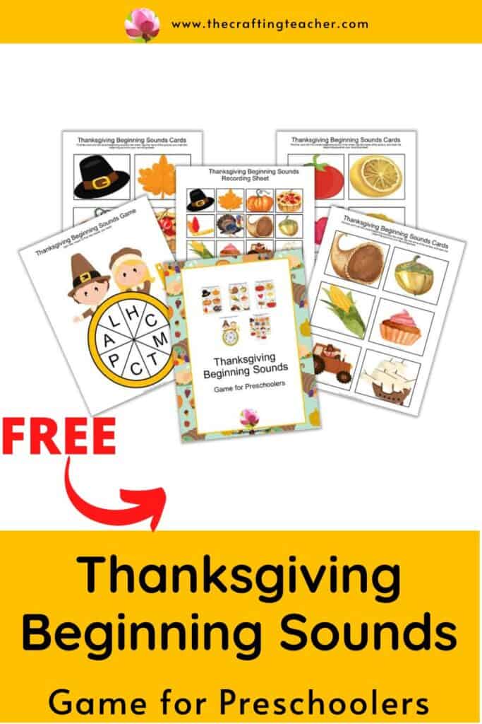 Thanksgiving Beginning Sounds Game for Preschoolers 