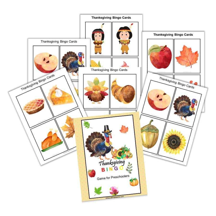 Thanksgiving Bingo Game for Preschoolers - The Crafting Teacher