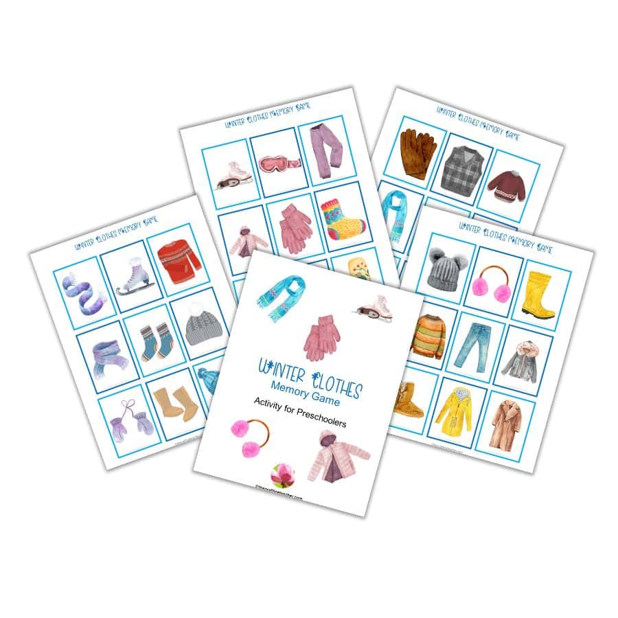 Winter Clothes Memory Game for Preschoolers 