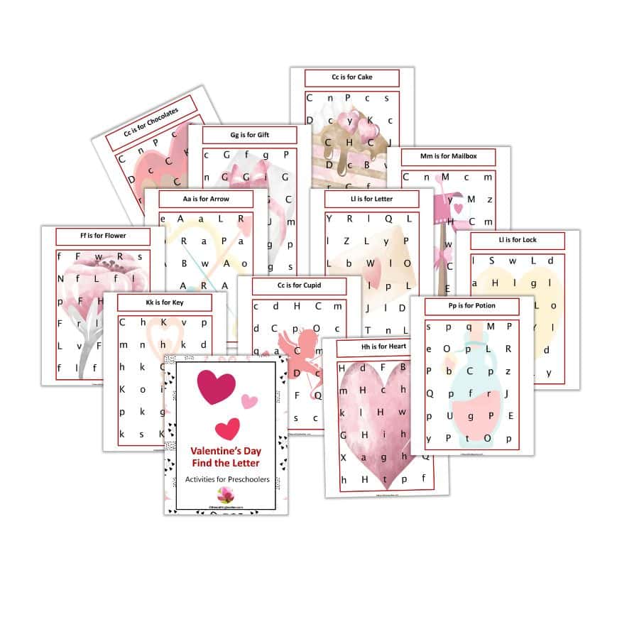 Valentine's Day Find the Letter Activities for Preschoolers