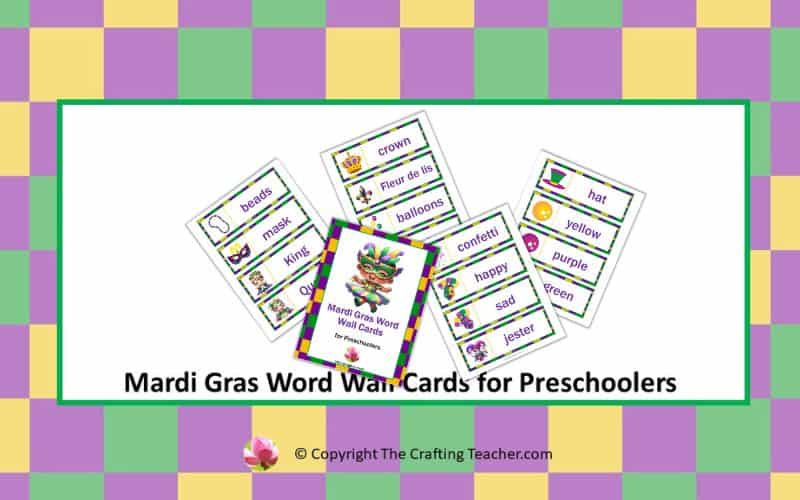 Mardi Gras Word Wall Cards for Preschoolers