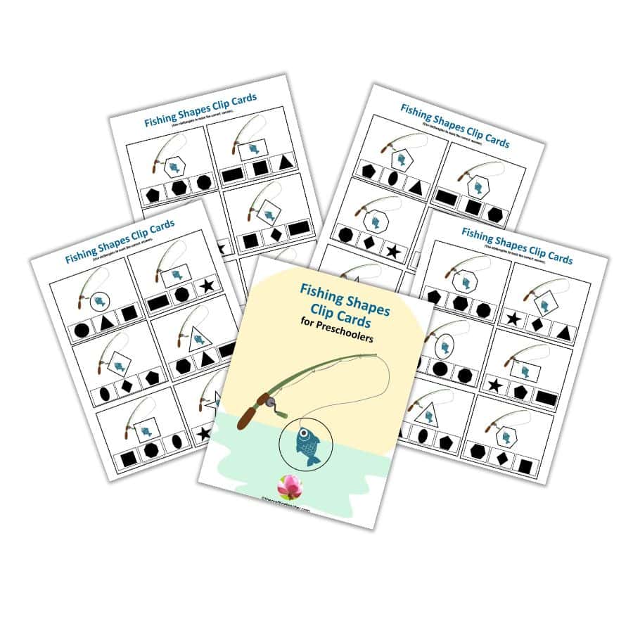 Fishing Shapes Clip Cards for Preschoolers 