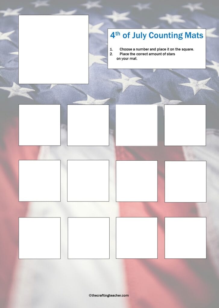 4th of July Counting Mat - simpler version