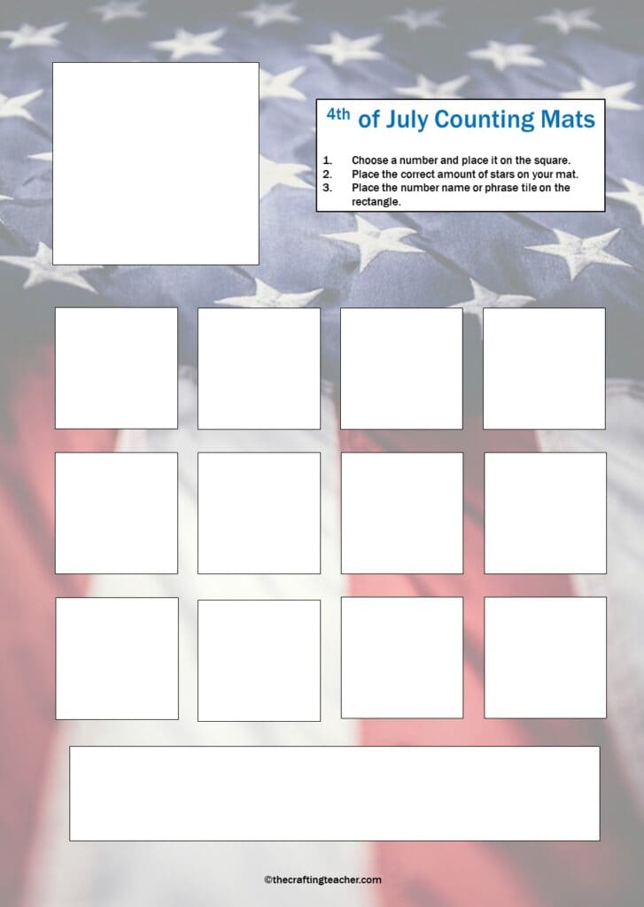 4th of July Counting Mat - intermedial version