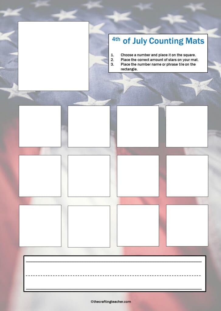 4th of July Counting Mat - advanced version