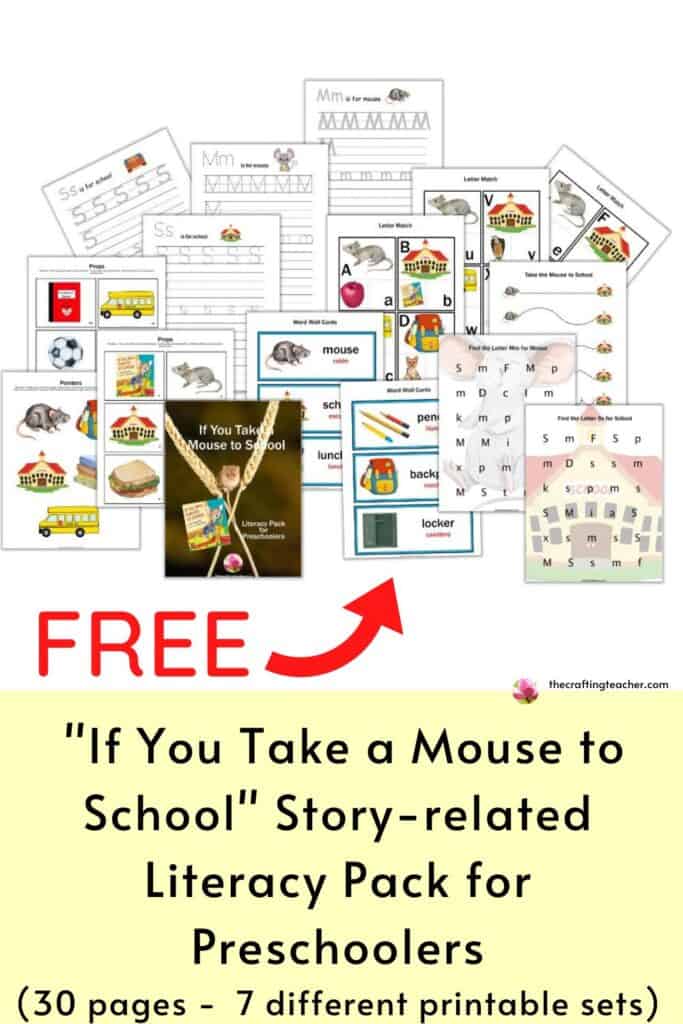 If You Take a Mouse to School Story-related Literacy Pack for Preschoolers 