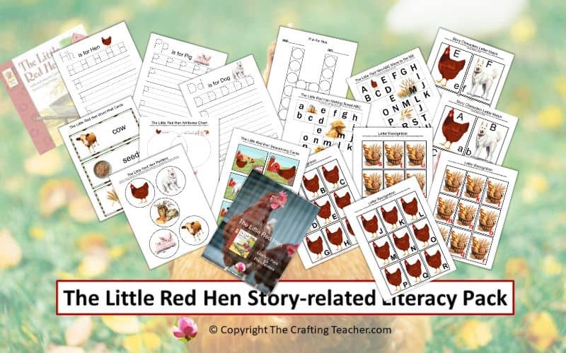 The Little Red Hen Story-related Literacy Pack for Preschoolers