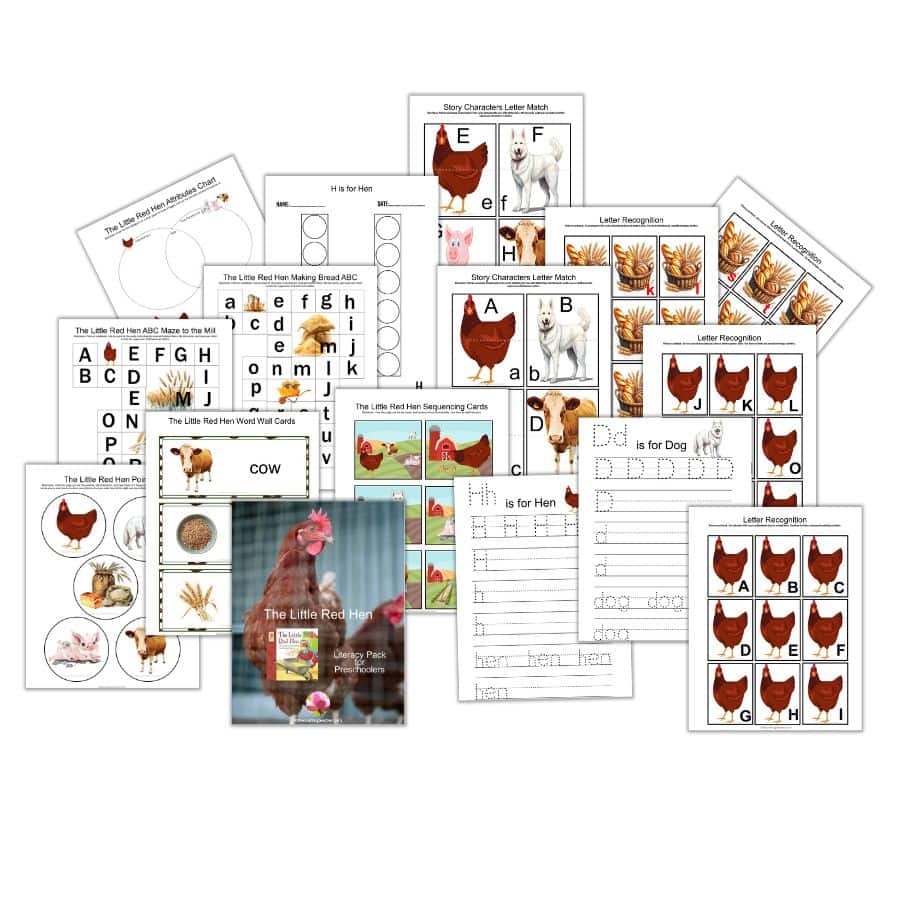 The Little Red Hen Literacy Pack for Preschoolers