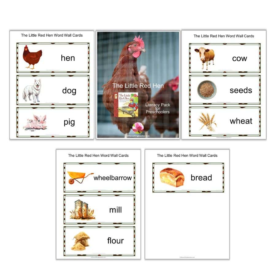 The Little Red Hen Word Wall Cards