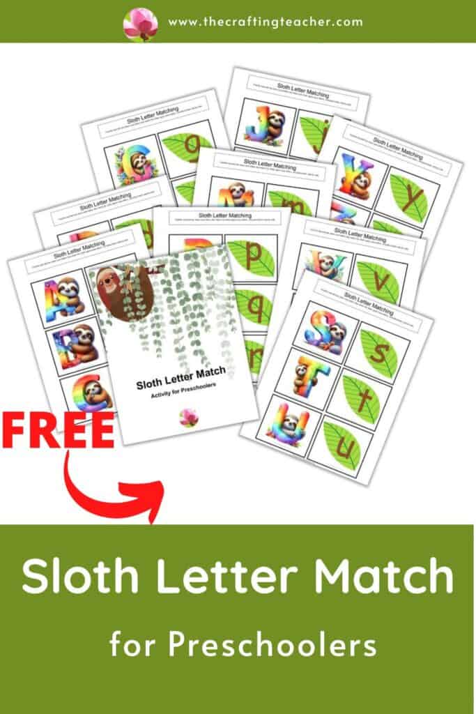 Sloth Letter Match for Preschoolers 