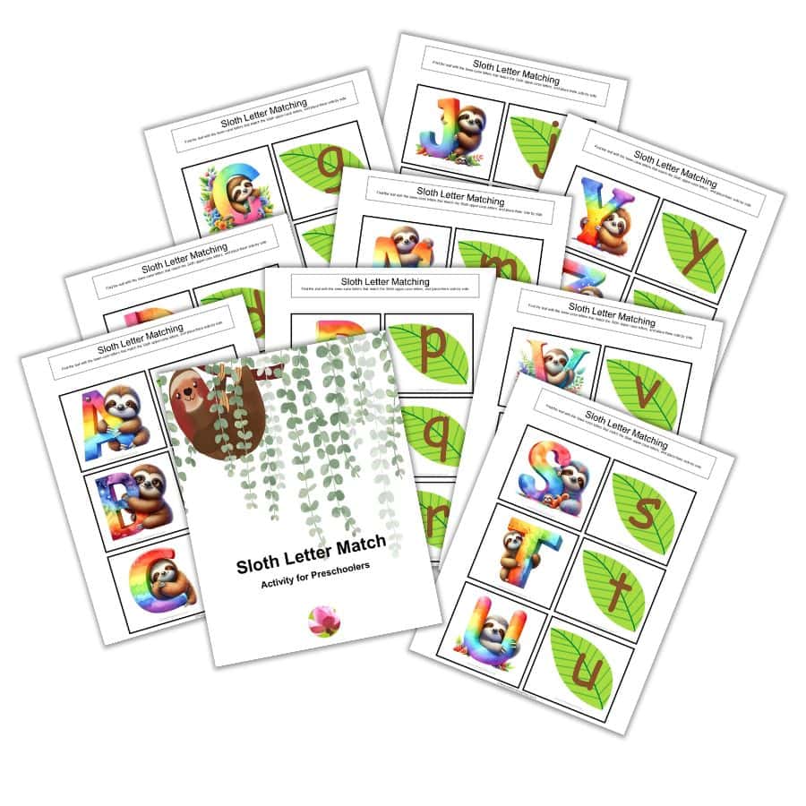 Sloth Letter Match for Preschoolers 