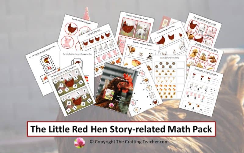 The Little Red Hen Story-related Math Pack for Preschoolers