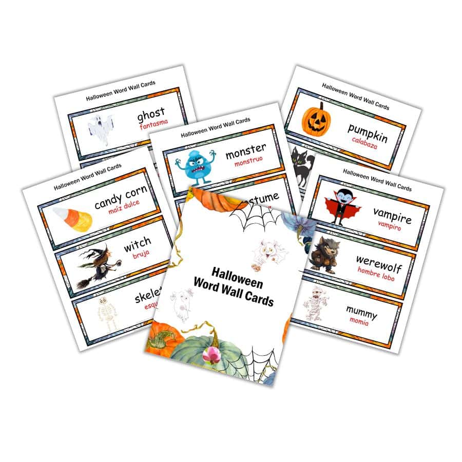 Halloween Word Wall Cards for Preschoolers