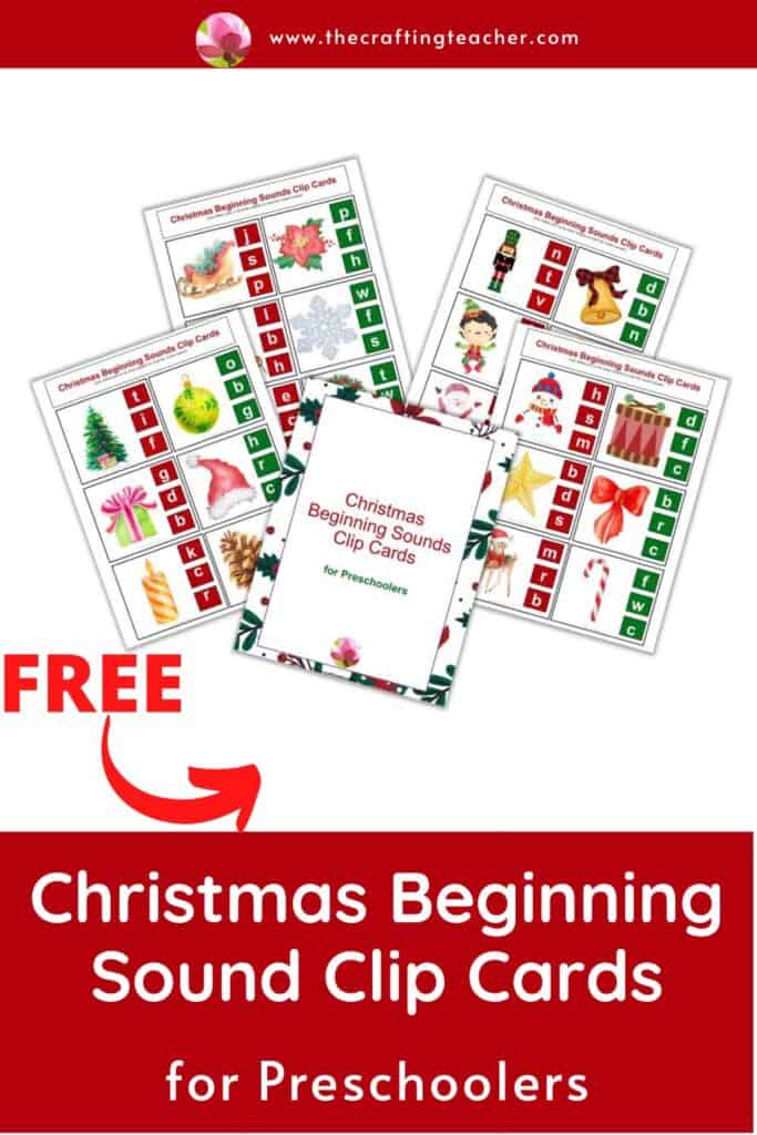 Christmas Beginning Sound Clip Cards for Preschoolers 