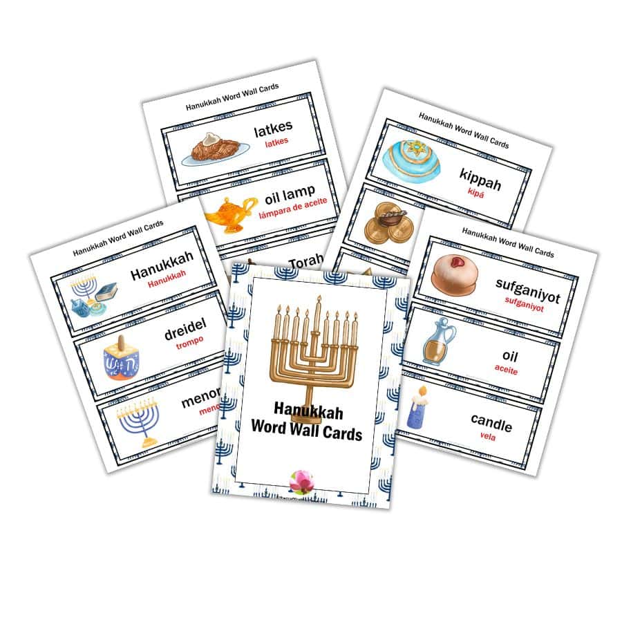 Hanukkah World Wall Cards for Preschoolers 