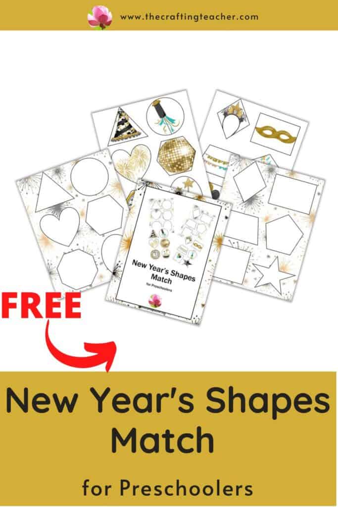 New Year's Shapes Match for Preschoolers 