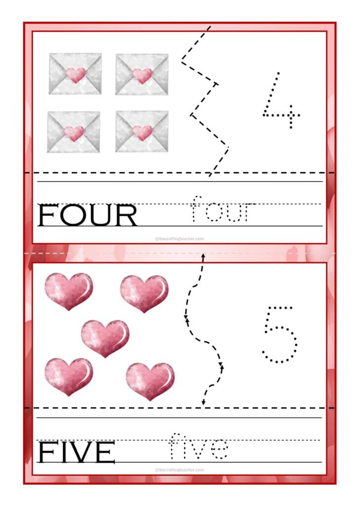 Valentine's Day Counting & Tracing Puzzles - Card #3