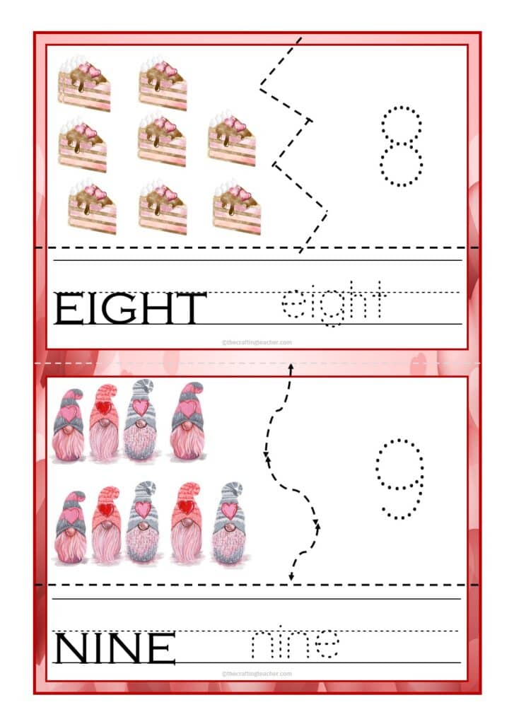 Valentine's Day Counting & Tracing Puzzles - page #5