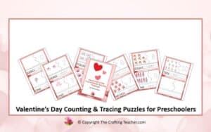 Valentine's Day Counting & Tracing Puzzles for Preschoolers