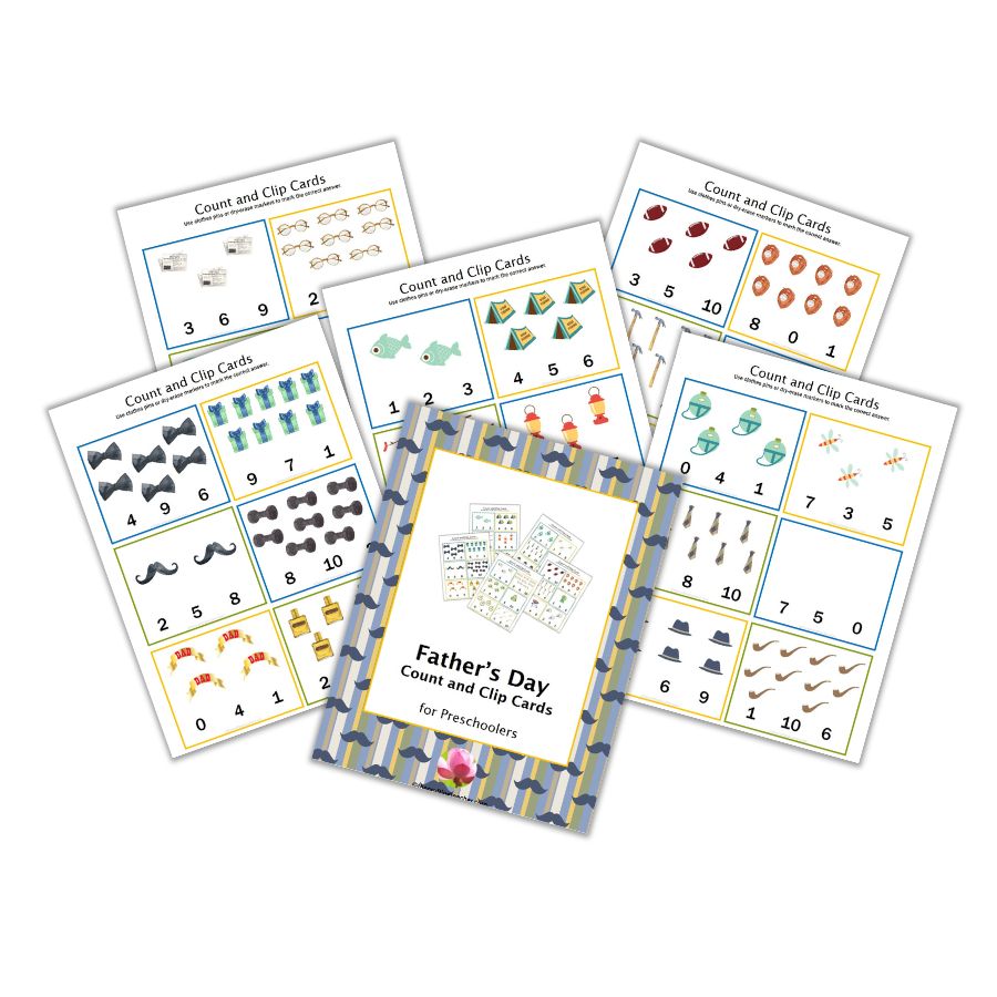 Father's Day Count & Clip Cards for Preschoolers