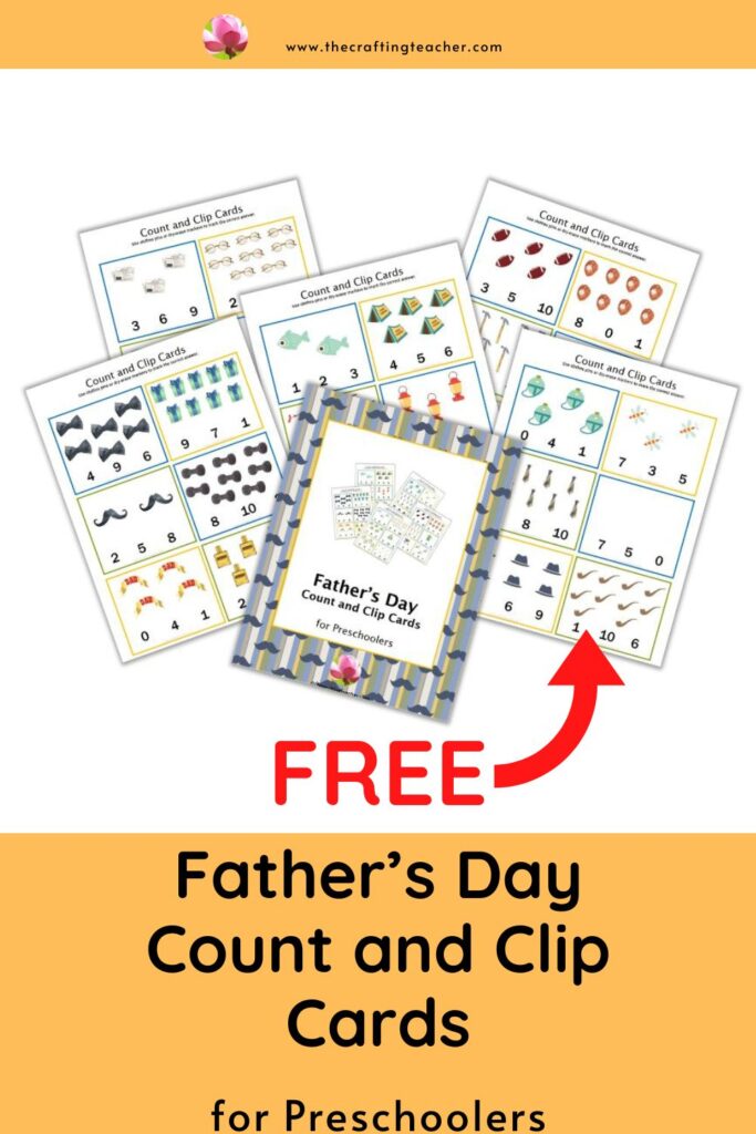 Father's Day Count and Clip Cards for Preschoolers