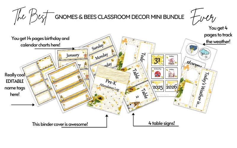 Gnomes & Bees Classroom Decor Mini Bundle