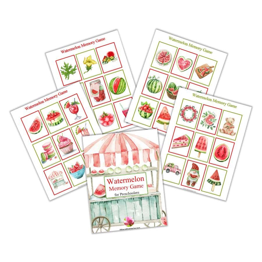 Watermelon Memory Game for Preschoolers