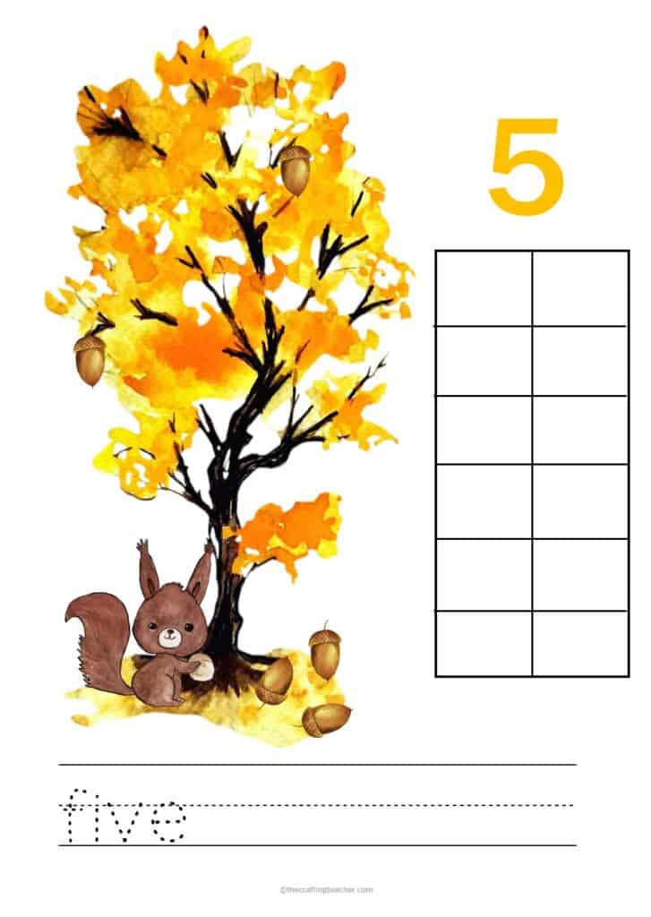 Acorns Counting Mats for Preschoolers - page #6
