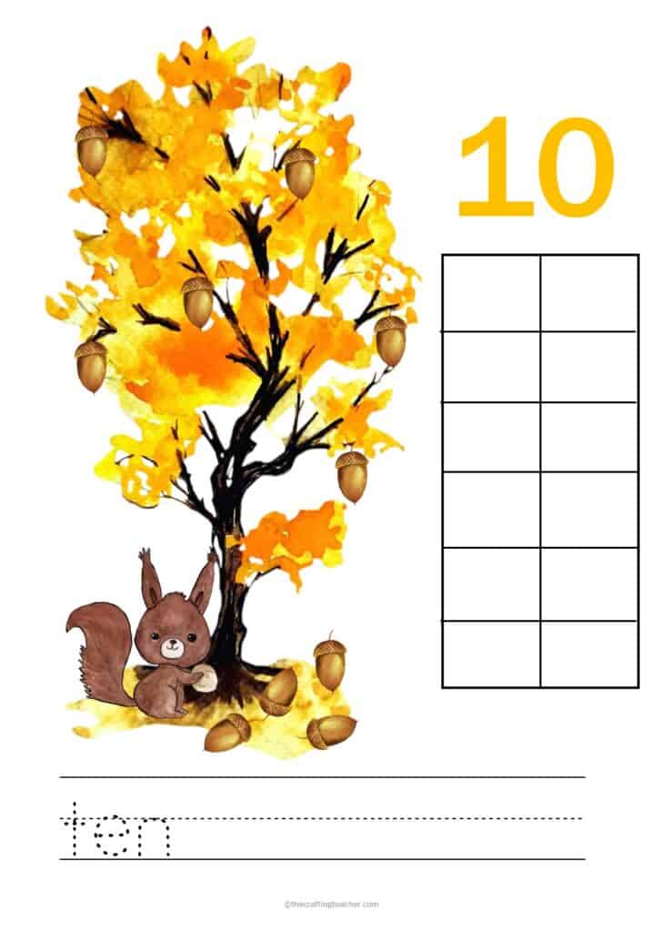 Acorns Counting Mats for Preschoolers - page #11